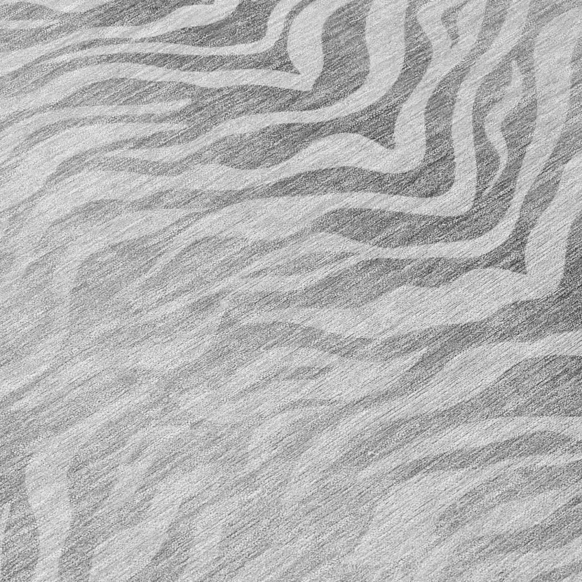 Silver And Gray Animal Print Washable Indoor Outdoor Area Rug Photo 5
