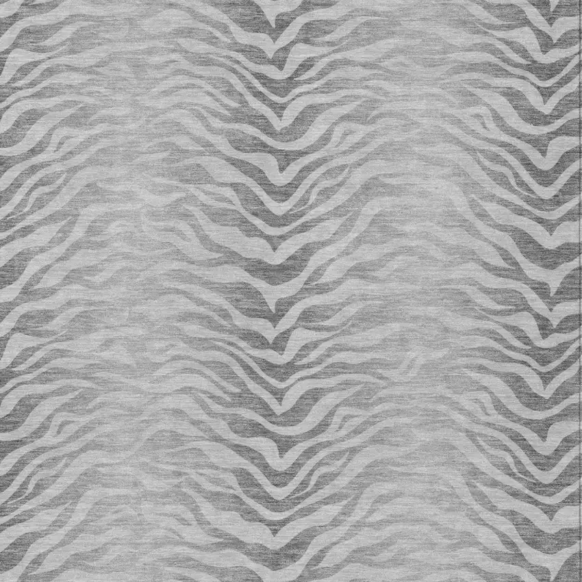Silver And Gray Animal Print Washable Indoor Outdoor Area Rug Photo 2