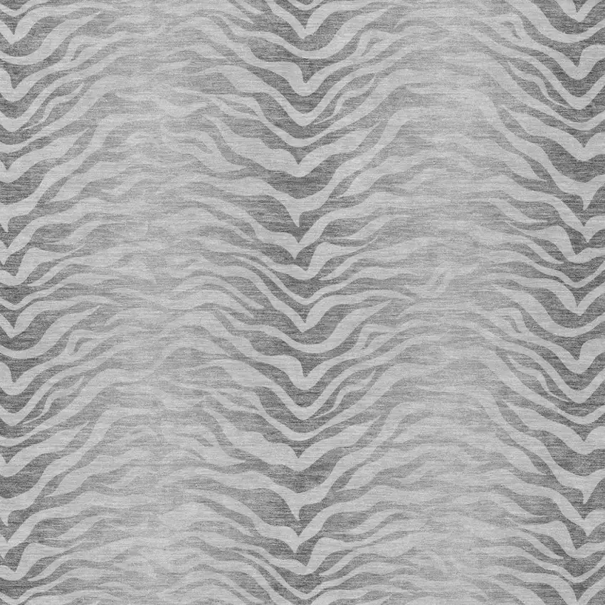 Silver And Gray Animal Print Washable Indoor Outdoor Area Rug Photo 4