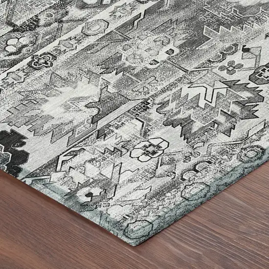 Silver And Gray Cactus Washable Indoor Outdoor Area Rug Photo 4