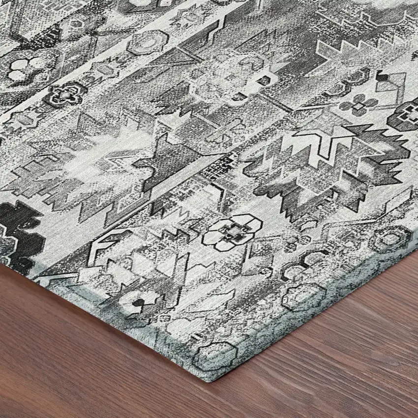 Silver And Gray Cactus Washable Indoor Outdoor Area Rug Photo 4