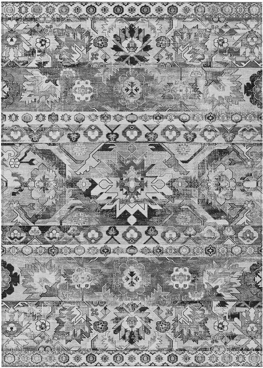 Silver And Gray Cactus Washable Indoor Outdoor Area Rug Photo 1