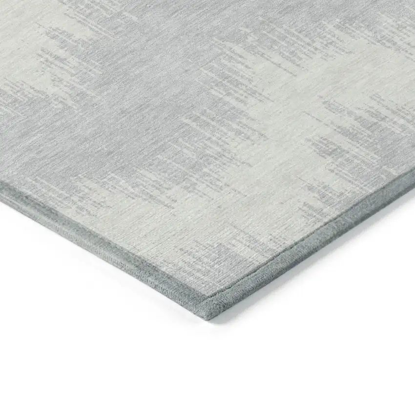 Silver And Gray Chevron Washable Indoor Outdoor Area Rug Photo 5