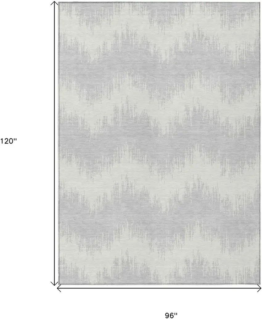 Silver And Gray Chevron Washable Indoor Outdoor Area Rug Photo 3