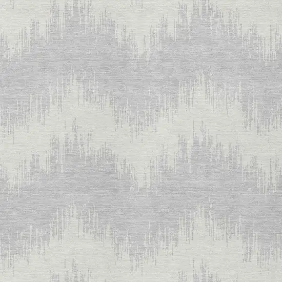Silver And Gray Chevron Washable Indoor Outdoor Area Rug Photo 6
