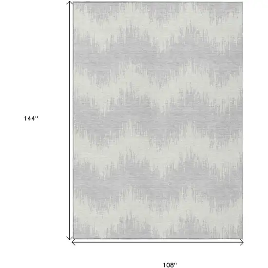 Silver And Gray Chevron Washable Indoor Outdoor Area Rug Photo 3