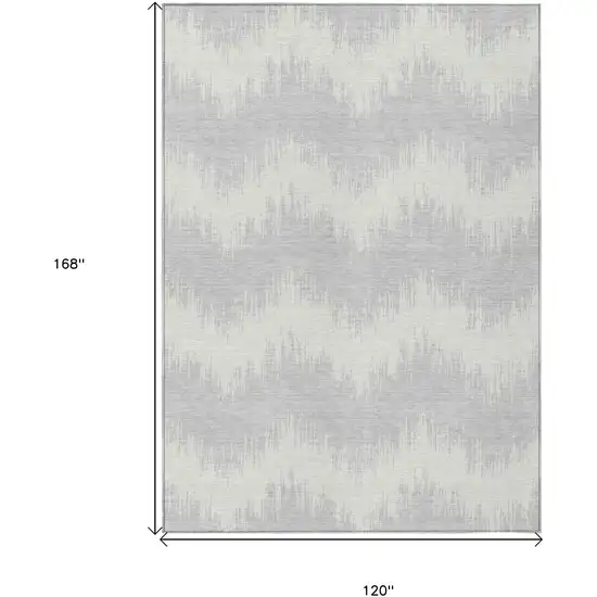 Silver And Gray Chevron Washable Indoor Outdoor Area Rug Photo 3