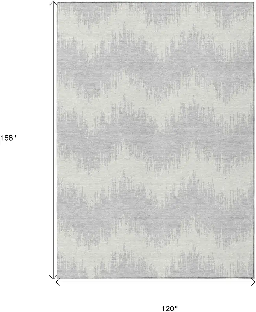 Silver And Gray Chevron Washable Indoor Outdoor Area Rug Photo 3