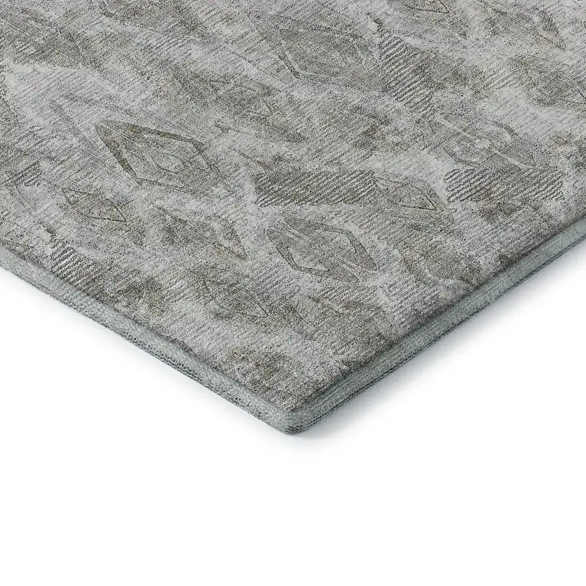 Silver And Gray Diamond Washable Area Rug With UV Protection Photo 8