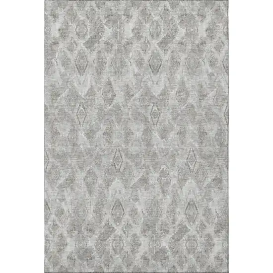 Silver And Gray Diamond Washable Area Rug With UV Protection Photo 4