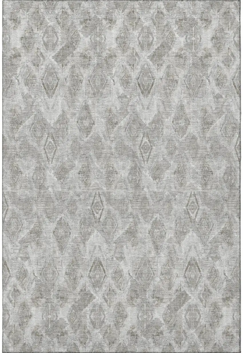 Silver And Gray Diamond Washable Area Rug With UV Protection Photo 4