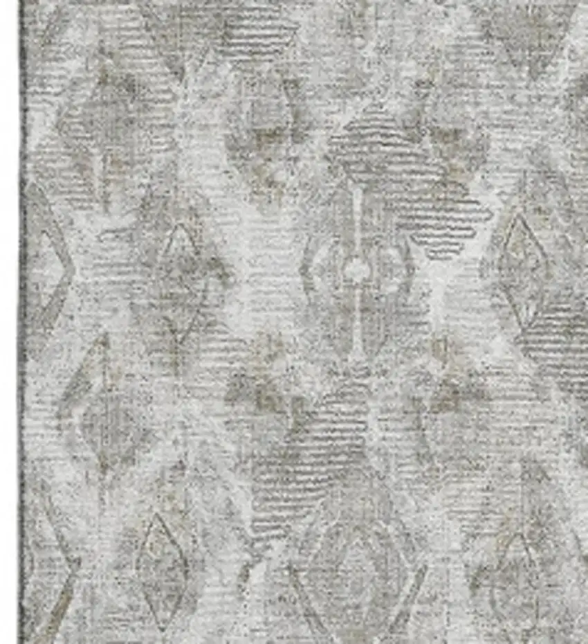 Silver And Gray Diamond Washable Area Rug With UV Protection Photo 4