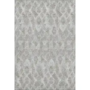 Photo of Silver And Gray Diamond Washable Area Rug With UV Protection