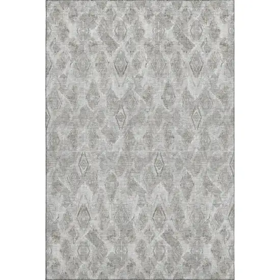 Silver And Gray Diamond Washable Area Rug With UV Protection Photo 1