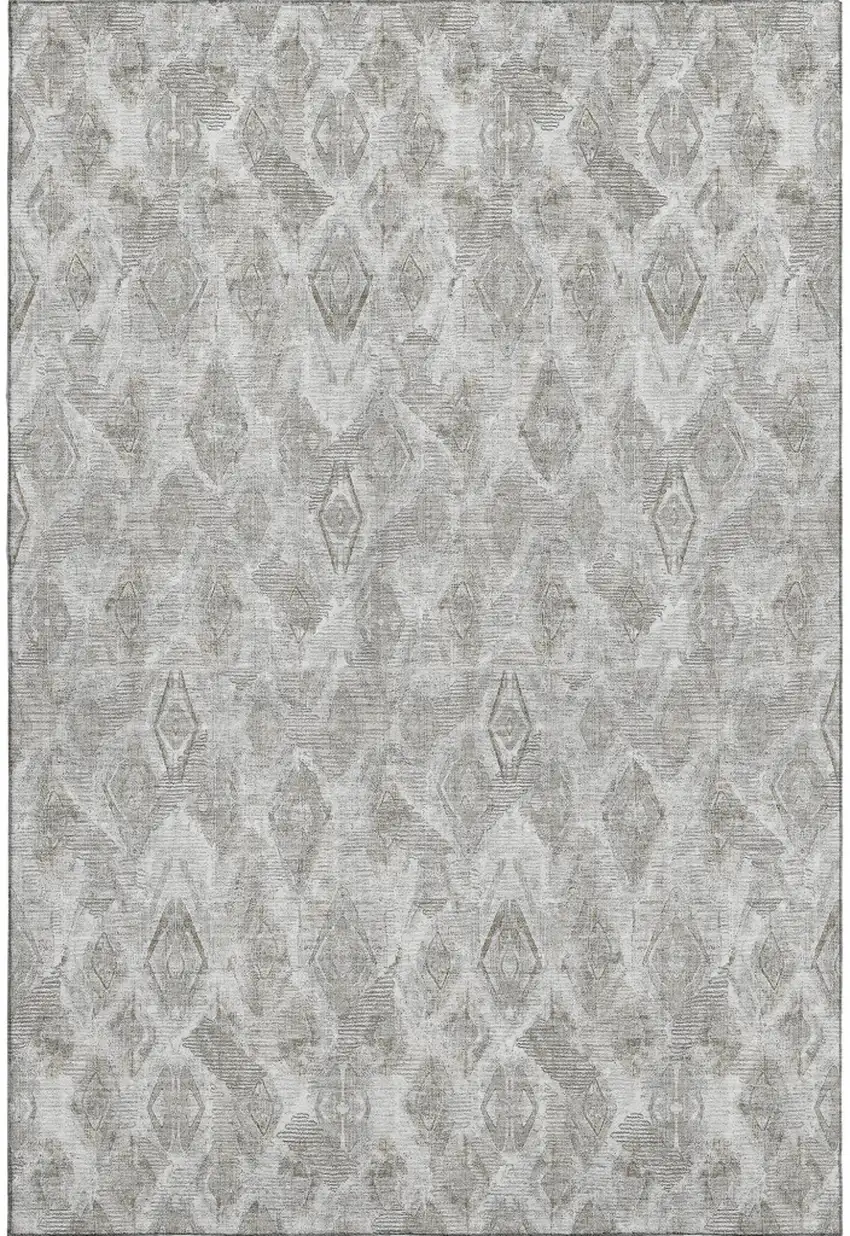 Silver And Gray Diamond Washable Area Rug With UV Protection Photo 1