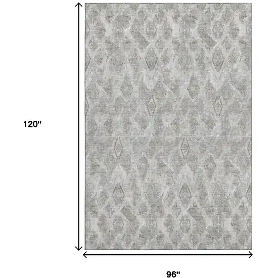 Silver And Gray Diamond Washable Area Rug With UV Protection Photo 3