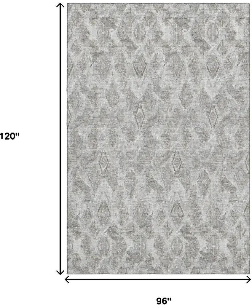 Silver And Gray Diamond Washable Area Rug With UV Protection Photo 3