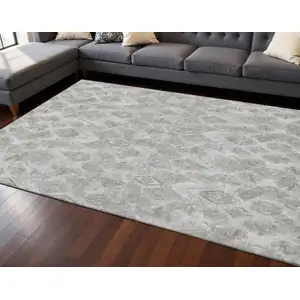 Photo of Silver And Gray Diamond Washable Area Rug With UV Protection