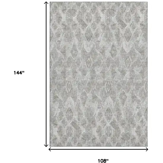 Silver And Gray Diamond Washable Area Rug With UV Protection Photo 3