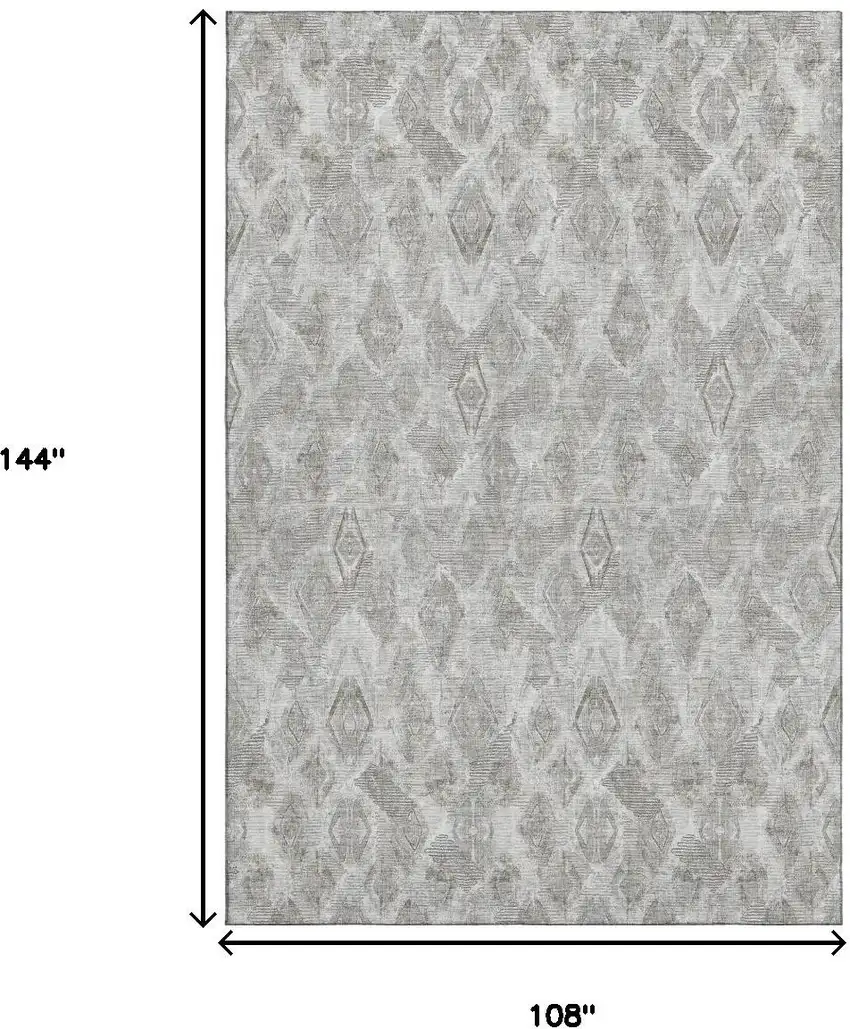 Silver And Gray Diamond Washable Area Rug With UV Protection Photo 3