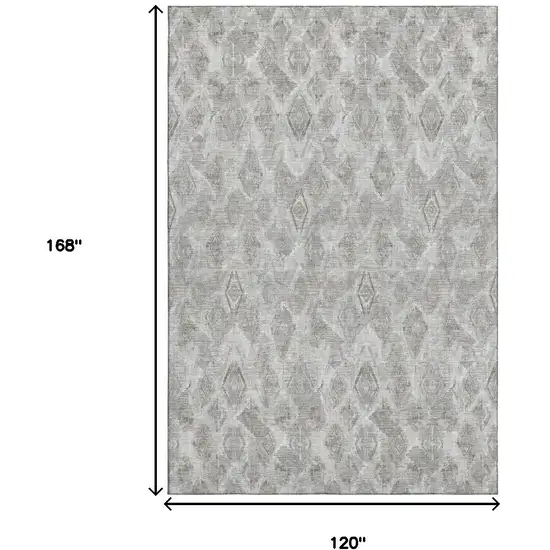 Silver And Gray Diamond Washable Area Rug With UV Protection Photo 3