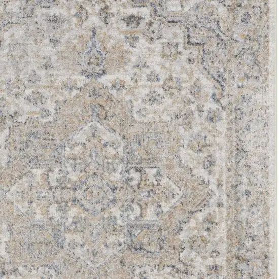 Silver And Gray Floral Medallion Washable Area Rug Photo 9