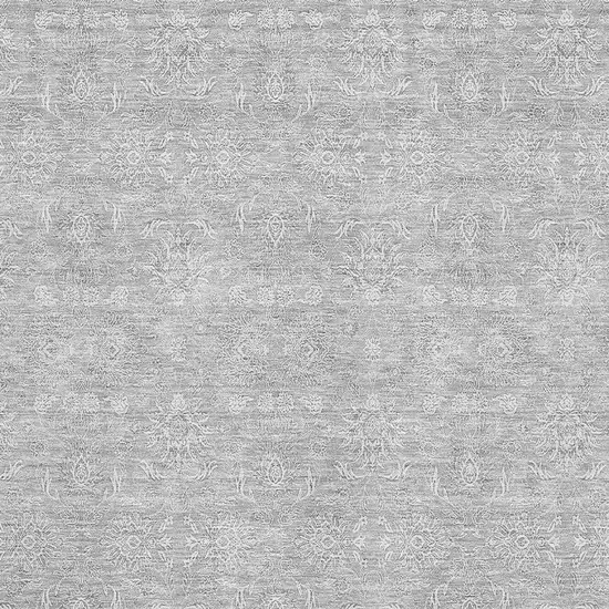 Silver And Gray Floral Washable Area Rug With UV Protection Photo 4