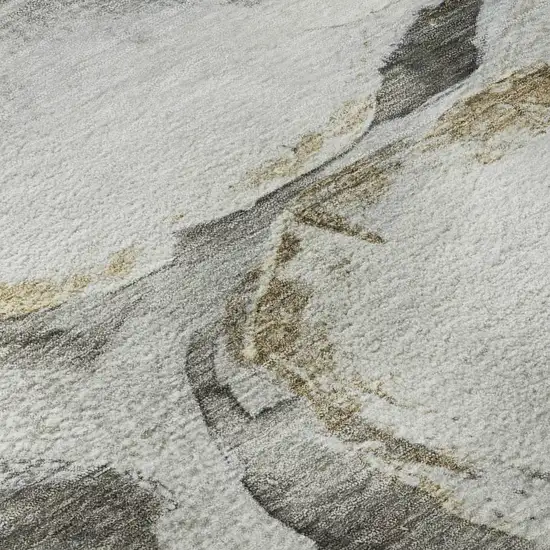 Silver And Gray Floral Washable Area Rug With UV Protection Photo 8