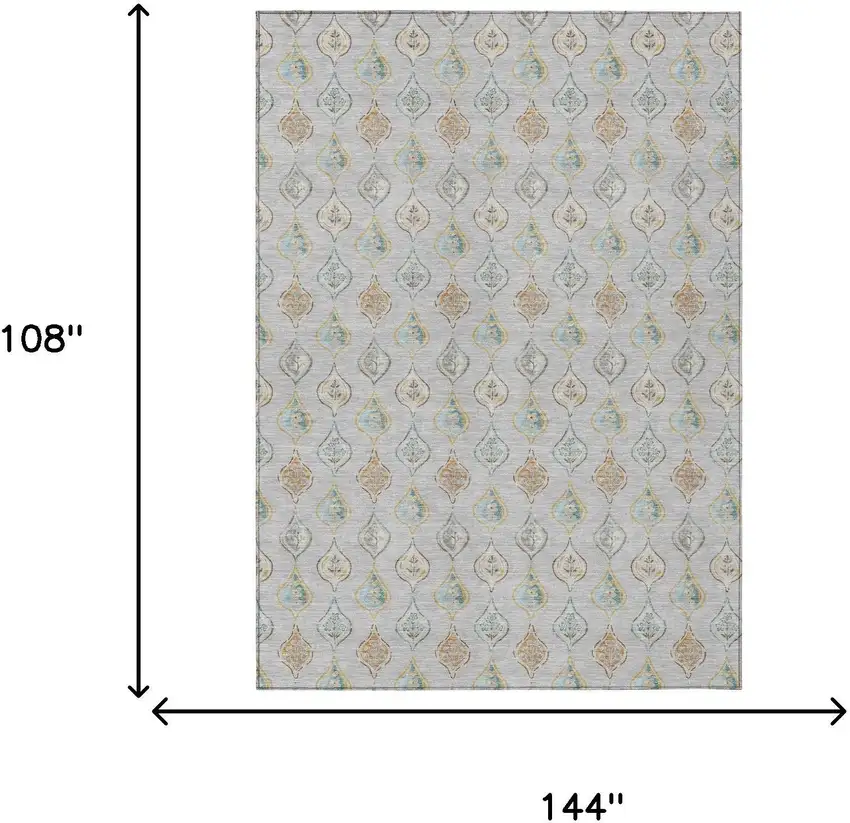 Silver And Gray Floral Washable Indoor Outdoor Area Rug Photo 6