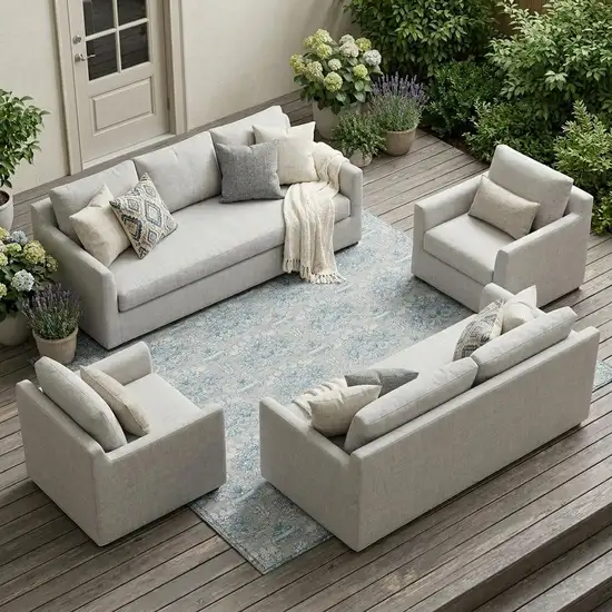 Silver And Gray Floral Washable Indoor Outdoor Area Rug Photo 1