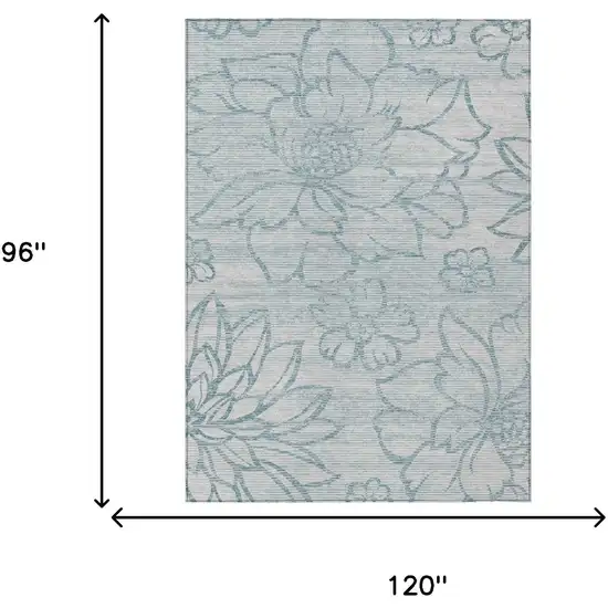 Silver And Gray Floral Washable Indoor Outdoor Area Rug Photo 5