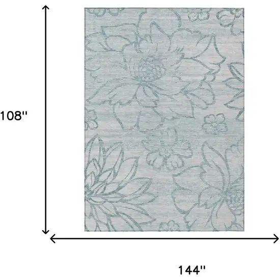 Silver And Gray Floral Washable Indoor Outdoor Area Rug Photo 5
