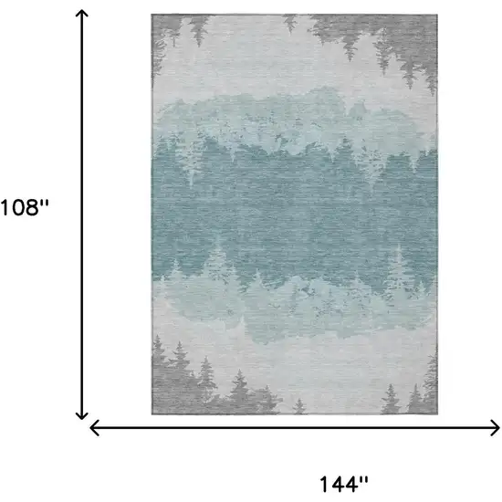 Silver And Gray Floral Washable Indoor Outdoor Area Rug Photo 5