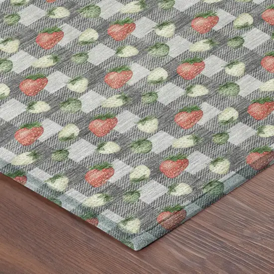 Silver And Gray Floral Washable Indoor Outdoor Area Rug Photo 3