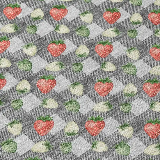 Silver And Gray Floral Washable Indoor Outdoor Area Rug Photo 4