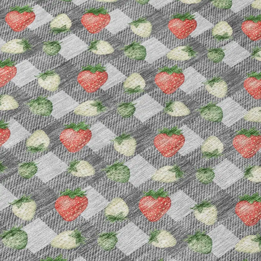 Silver And Gray Floral Washable Indoor Outdoor Area Rug Photo 4