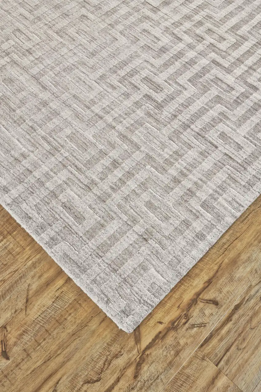Silver And Gray Geometric Hand Woven Area Rug Photo 3