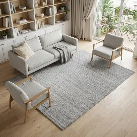 Silver And Gray Geometric Hand Woven Area Rug Photo 1