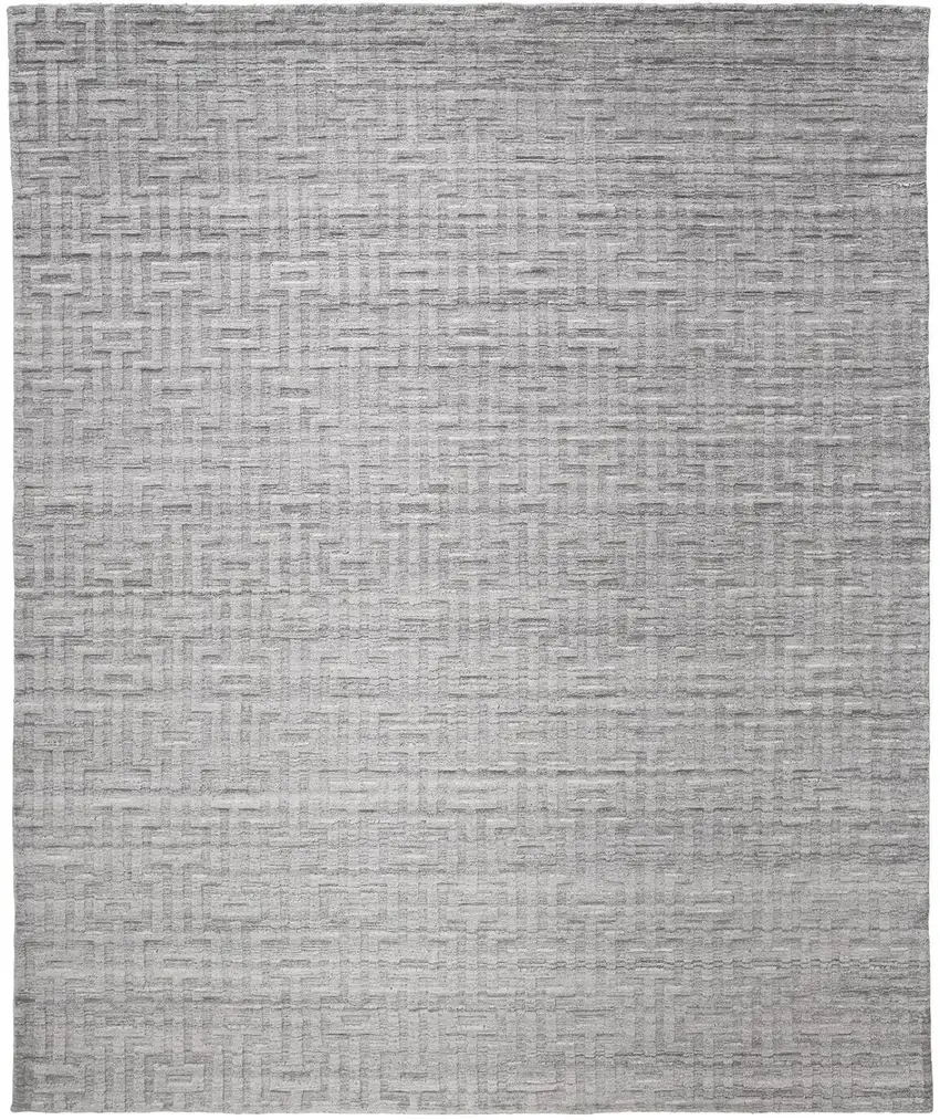 Silver And Gray Geometric Hand Woven Area Rug Photo 2