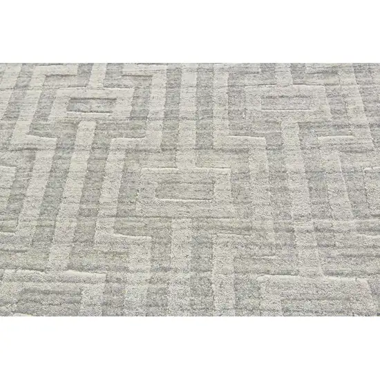 Silver And Gray Geometric Hand Woven Area Rug Photo 4