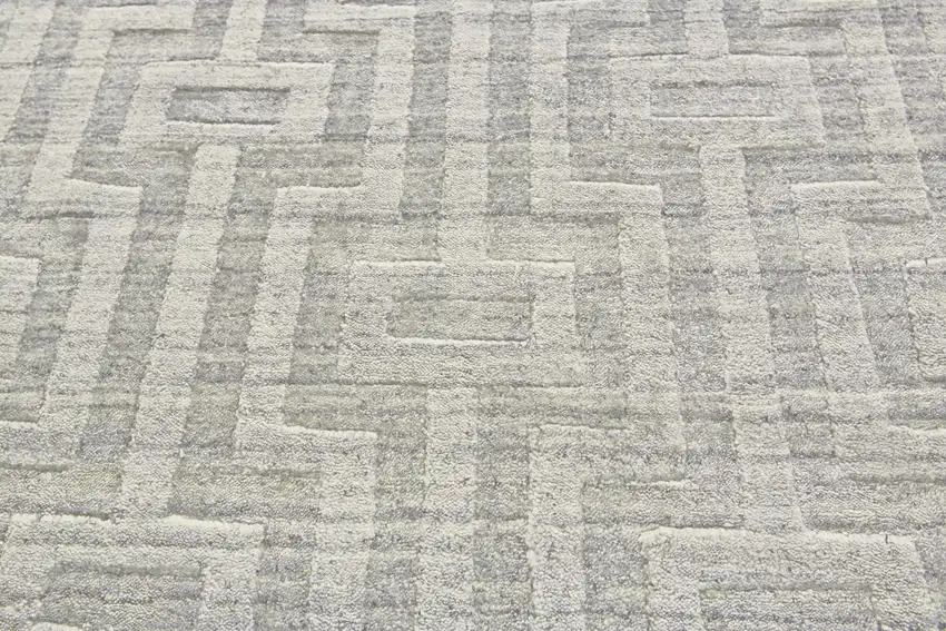 Silver And Gray Geometric Hand Woven Area Rug Photo 4