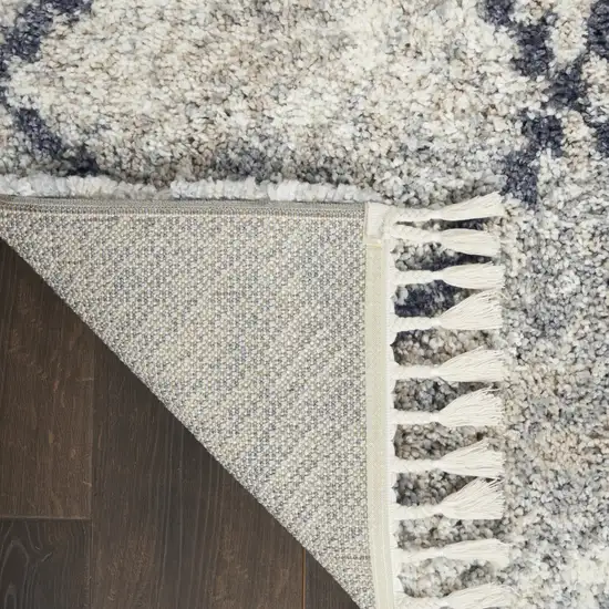 Silver And Gray Geometric Shag Non Skid Area Rug With Fringe Photo 8