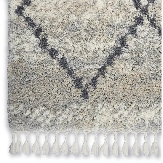 Silver And Gray Geometric Shag Non Skid Area Rug Photo 7