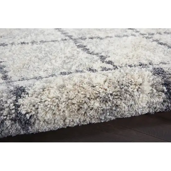 Silver And Gray Geometric Shag Non Skid Area Rug Photo 6