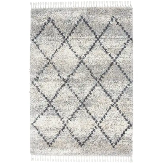 Silver And Gray Geometric Shag Non Skid Area Rug Photo 9