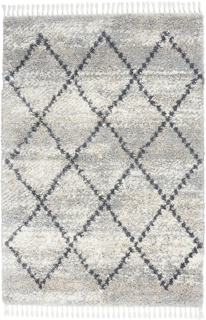 Silver And Gray Geometric Shag Non Skid Area Rug Photo 9