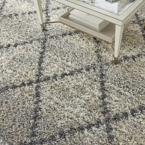Silver And Gray Geometric Shag Non Skid Area Rug Photo 5