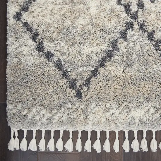Silver And Gray Geometric Shag Non Skid Area Rug Photo 7