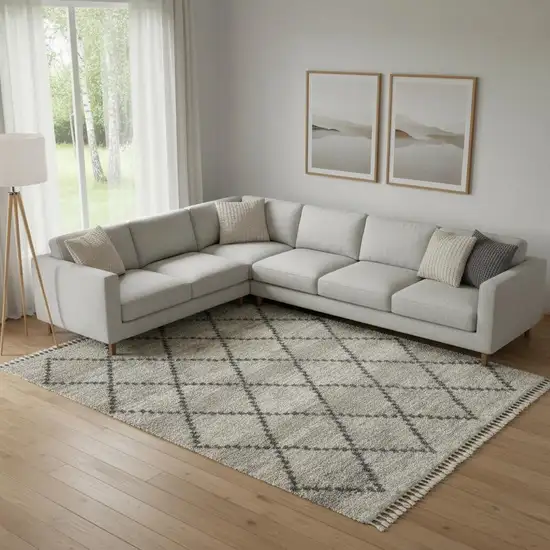 Silver And Gray Geometric Shag Non Skid Area Rug Photo 1