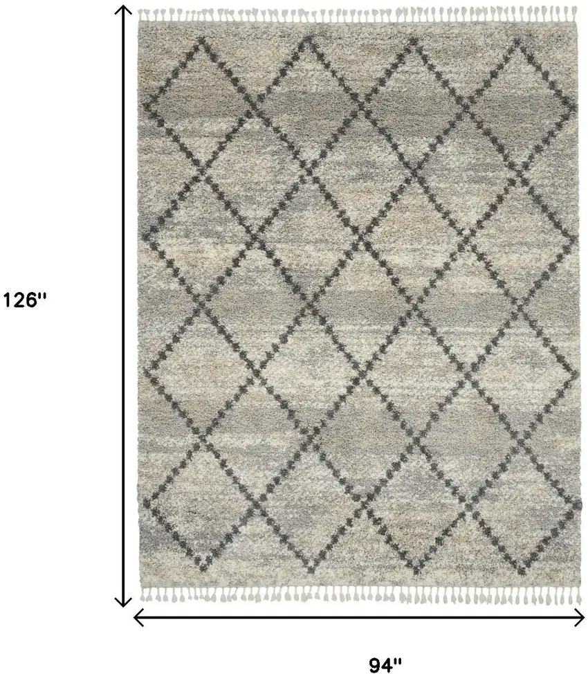 Silver And Gray Geometric Shag Non Skid Area Rug Photo 3